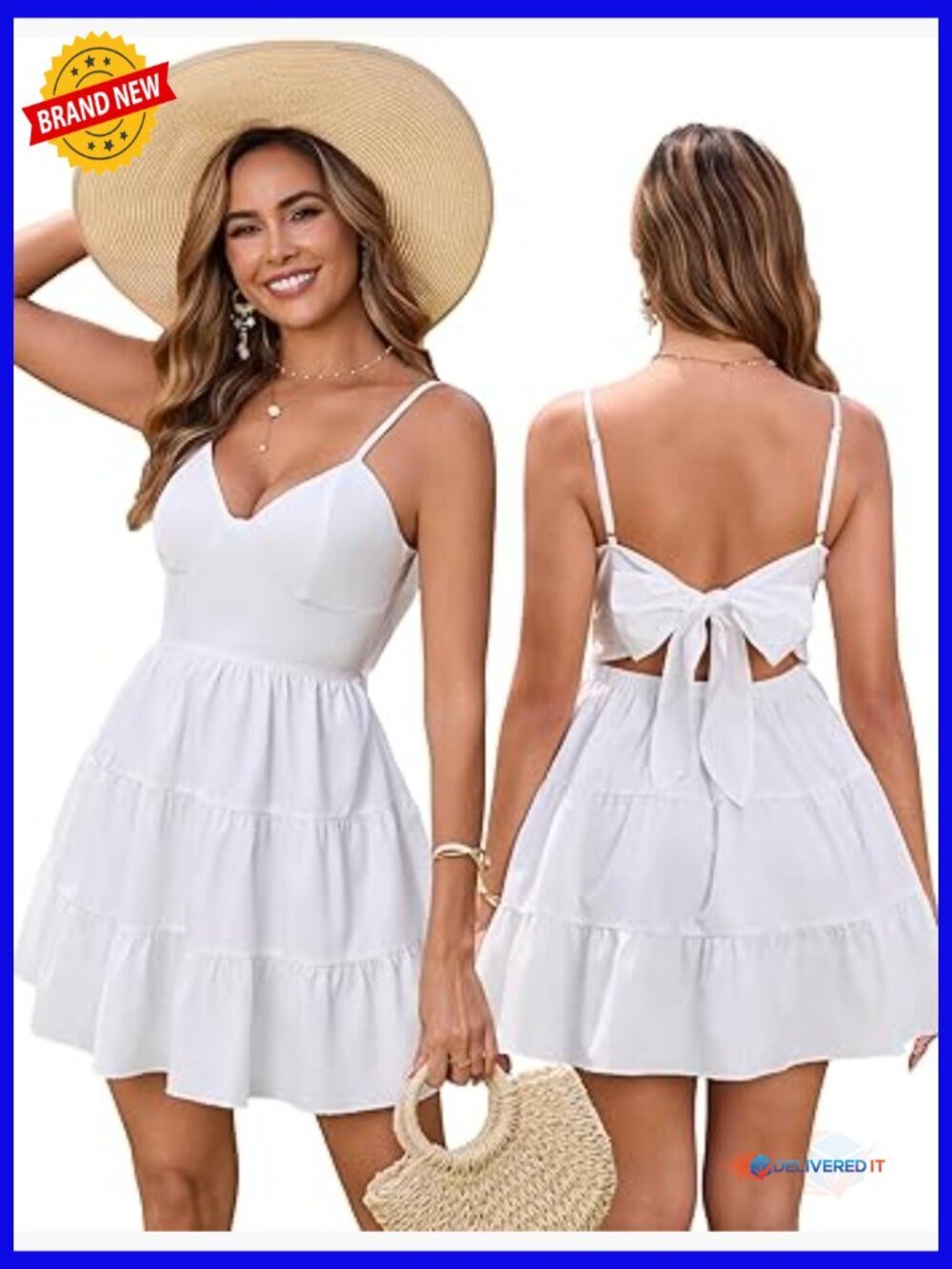 Women's Floral Mini Sundress V-Neck Backless Boho Beach Graduation Dress